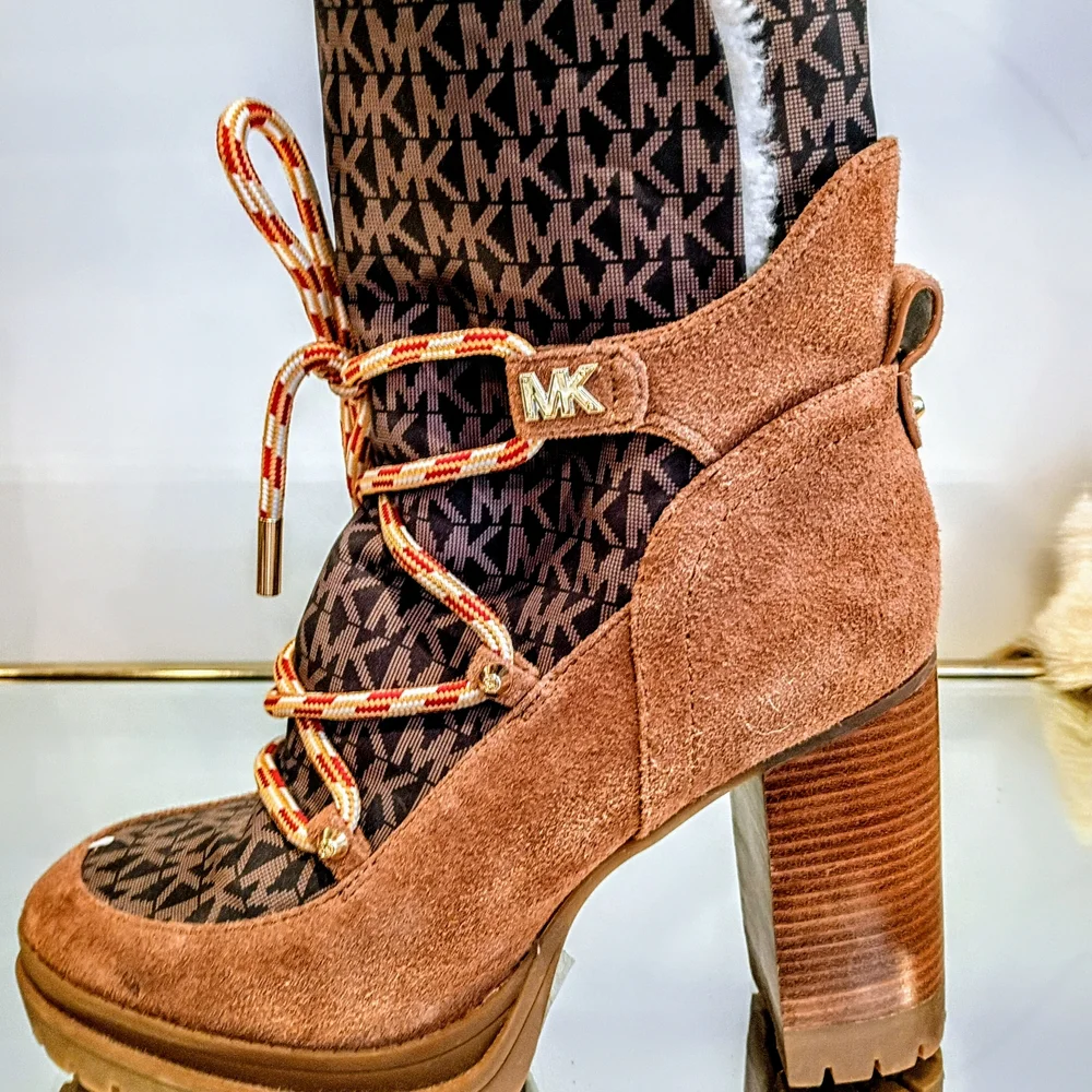 Michael Kors Tan and Black Heeled Boots - Picture 2 of 4